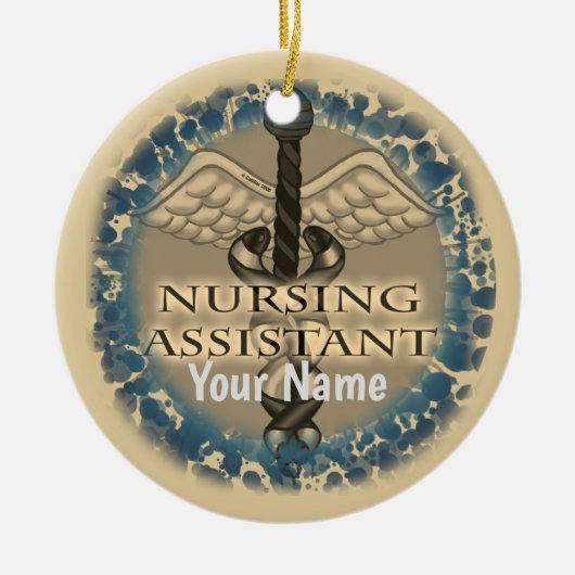 Verpleegkundige Assistent Caduceus Keramisch Ornament (Voorkant)
