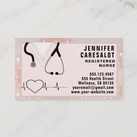 Verpleegkundige Beer RN, LVN, LPN, Zorgverlener Visitekaartje (Achterkant)