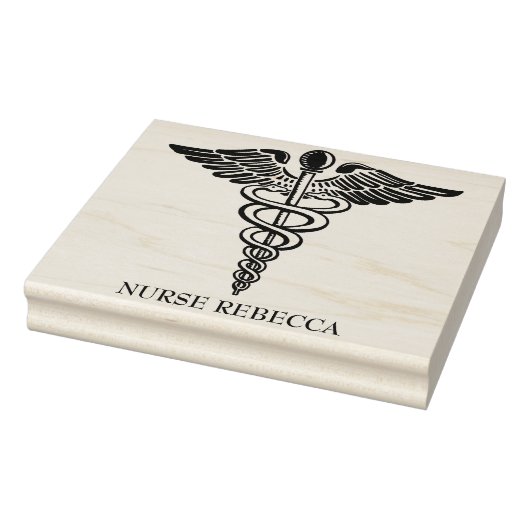 Verpleegkundige Caduceus Monogram Naam Rubberstempel (Stempel)