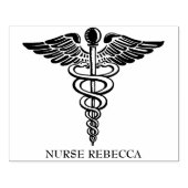 Verpleegkundige Caduceus Monogram Naam Rubberstempel (Afrduk)