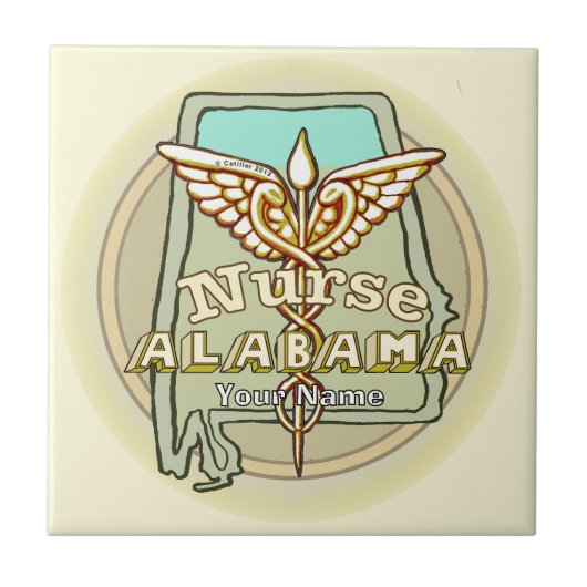 Verpleegkundige Caduceus uit Alabama Tegeltje (Voorkant)