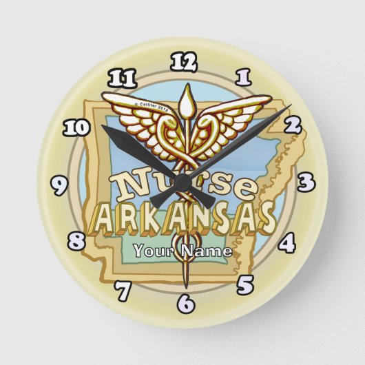 Verpleegkundige Caduceus uit Arkansas Ronde Klok (Voorkant)