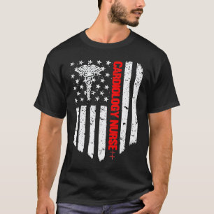 Verpleegkundige Cardiologie Amerikaanse Vlag RN Ge T-shirt