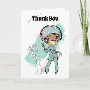 Verpleegkundige dank u illustratie chirurg bloemen kaart