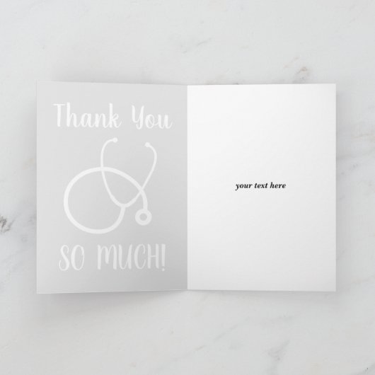 Verpleegkundige dank u kaart met stethoscoop ontwe (Binnen)