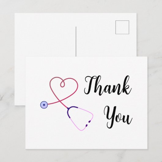 verpleegkundige dank u stethoscoop hart Vakantie B Feestdagenkaart (Voorkant / Achterkant)