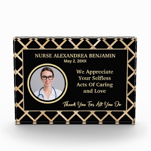 Verpleegkundige Dank u Waardering Goud Personalise Fotoblokken (Voorkant)