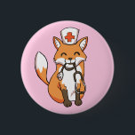 Verpleegkundige Doctor Fox Tekening Schattigee Roz Ronde Button 5,7 Cm<br><div class="desc">Deze schattige gepersonaliseerde knop zou ideaal zijn voor elke medische professional, van uw geliefde lokale verpleegkundige tot een recente medische school afstuderen. Gepersonaliseerde badge ontwerp met een schattige handgetekende rode vos pup met een stethoscoop en het dragen van een witte en rode kruis verpleegkundige pet. Standaard afgedrukt op een roze...</div>