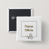 Verpleegkundige Dokter Stethoscoop Vierkante Button 5,1 Cm (Voorkant /achterkant)