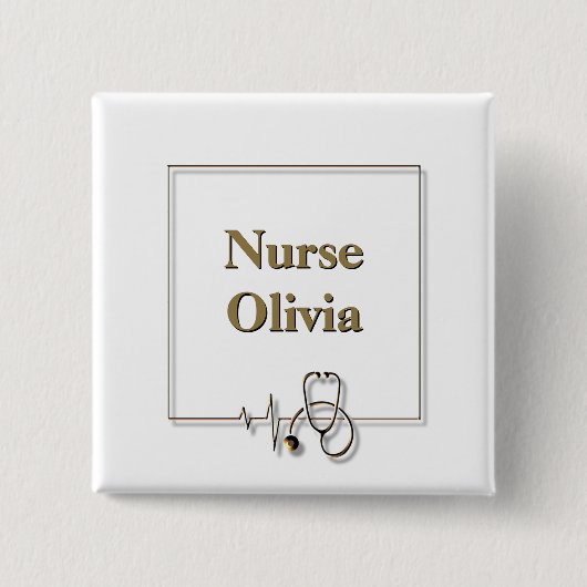 Verpleegkundige Dokter Stethoscoop Vierkante Button 5,1 Cm (Voorkant)
