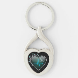 Verpleegkundige ECG hartlijn juweel look zwart bla Sleutelhanger