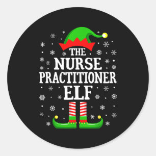 Verpleegkundige Elf Grappig Kerst Familie Match Ronde Sticker