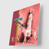 VERPLEEGKUNDIGE EN REDDINGSHOND /Goud Caduceus RN  Vierkante Klok (Hoek)