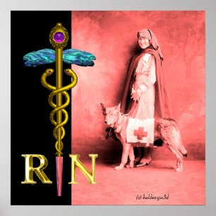 VERPLEEGKUNDIGE EN REDDINGSHOND /Gouden Caduceus R Poster