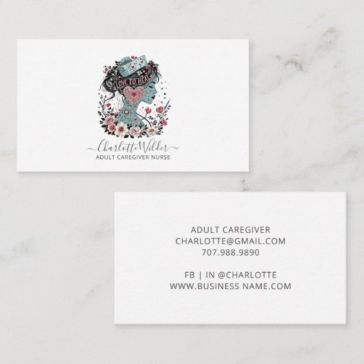 Verpleegkundige en volwassen verzorger visitekaartje (Voorkant / Achterkant)