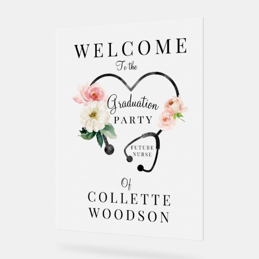 Verpleegkundige Floral Stethoscope Graduation Part Acryl Bord (Hoek)
