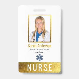 Verpleegkundige Foto Logo Barcode Faux Gold Elegan Badge