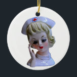 Verpleegkundige frontlijn Hero Head Vase 1960s Keramisch Ornament<br><div class="desc">Creëer van een foto van een hoofdvaas van het persoonlijke collectie van Blonde Blythe.</div>