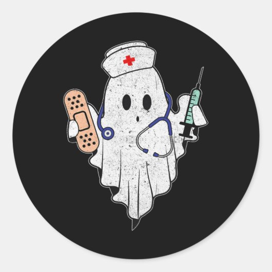 Verpleegkundige ghost scrub top halloween kostuum ronde sticker (Voorkant)