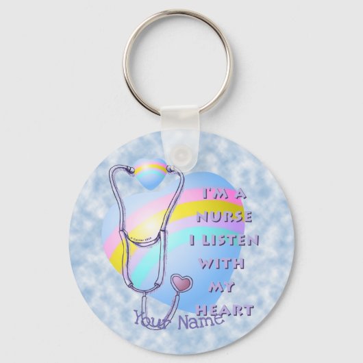 Verpleegkundige Hart aangepaste naam sleutelhanger (Voorkant)