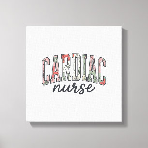 Verpleegkundige Hart Florale Varsity Letterontwerp Canvas Afdruk