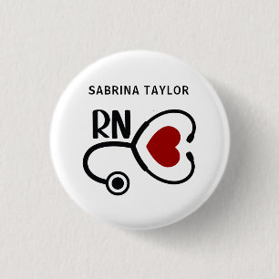Verpleegkundige Hart Stethoscoop RN Notitieboek Sl Ronde Button 3,2 Cm