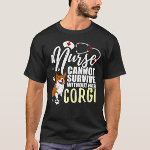 Verpleegkundige hond mam Corgi verpleegster voor v T-shirt