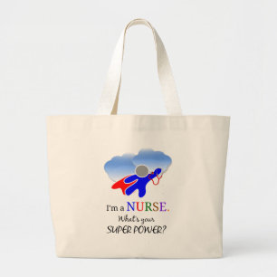 Verpleegkundige humor, superheld grote tote bag