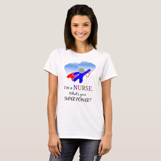 Verpleegkundige humor, superheld t-shirt (Voorkant volledig)