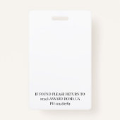 Verpleegkundige ID Foto Blauwgroen Eenvoudige Logo Badge (Achterkant)