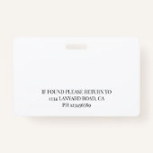 Verpleegkundige ID Foto Zwart Eenvoudige Logo Badg Badge (Achterkant)