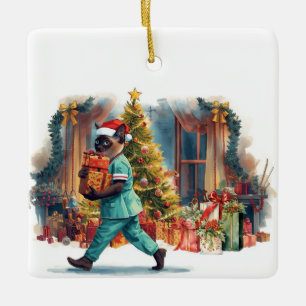 Verpleegkundige kersttijd op de werkvloer keramisch ornament