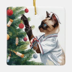 Verpleegkundige kersttijd op de werkvloer keramisch ornament