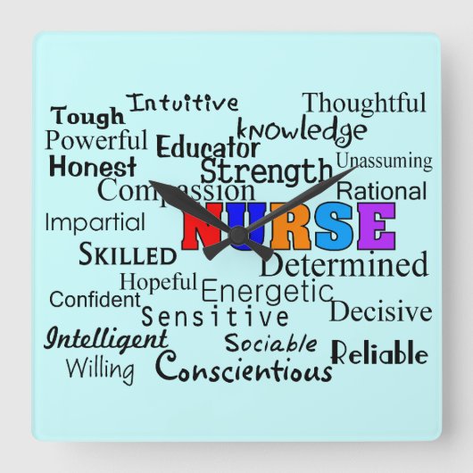 Verpleegkundige klok "Woorden om te beschrijven" (Voorkant)