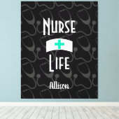 Verpleegkundige leven Stethoscoop Medisch Patroon Canvas Afdruk (Insitu (Houten vloer))