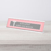 Verpleegkundige Manager Medical Caduceus Blush Pin Bureau Naambordje (Voorkant)