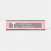 Verpleegkundige Manager Medical Caduceus Blush Pin Bureau Naambordje (Voorkant)
