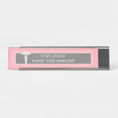 Verpleegkundige Manager Medical Caduceus Blush Pin Bureau Naambordje (Voorkant)