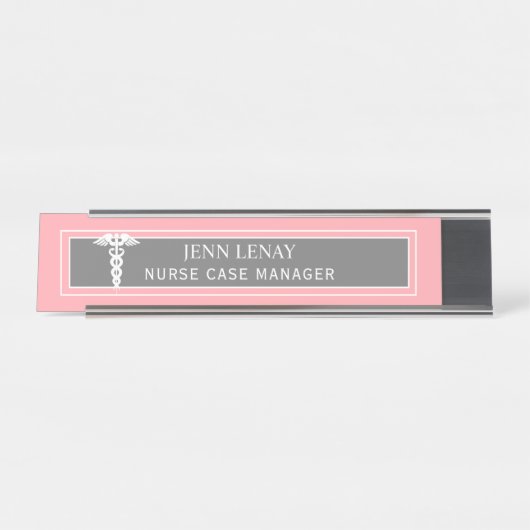 Verpleegkundige Manager Medical Caduceus Blush Pin Bureau Naambordje (Voorkant)