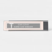 Verpleegkundige Manager Medical Caduceus Blush Pin Bureau Naambordje (Voorkant)