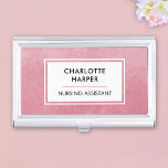 Verpleegkundige Medisch Assistent LPN Waterverf Bl Visitekaarthouder<br><div class="desc">Draag uw visitekaartjes vol zelfvertrouwen in deze chique blush roze waterverf wash visitekaartje holder hoesje. Met zijn moderne en abstracte ontwerp combineert dit hoesje naadloos zachte, organische elementen met professionele elegantie. Of u nu verpleegkundige, dokter, medisch assistent of in een ander beroep bent, houd uw kaarten beschermd en gemakkelijk bereikbaar...</div>