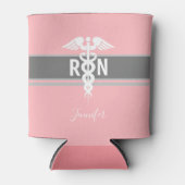 Verpleegkundige Medische Caduceus Roze Gepersonali Blikjeskoeler (Voorkant)