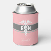 Verpleegkundige Medische Caduceus Roze Gepersonali Blikjeskoeler (Blikje Achterkant)