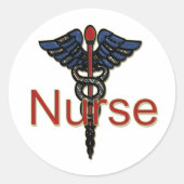 Verpleegkundige met Caduceus Ronde Sticker (Voorkant)