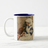 Verpleegkundige met Golden Retriever 1917 WW1  Tweekleurige Koffiemok (Links)
