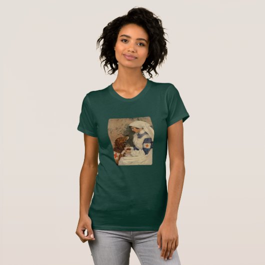 Verpleegkundige met Golden Retriever  WW1 T-shirt (Voorkant volledig)