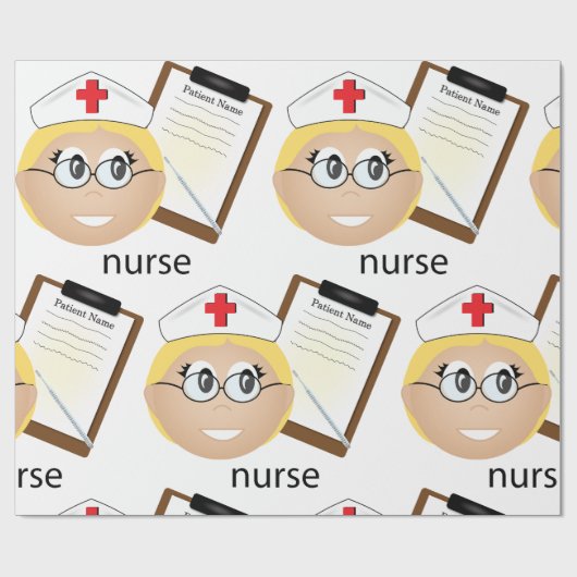 Verpleegkundige met medische klembord en thermomet cadeaupapier (Vlak)