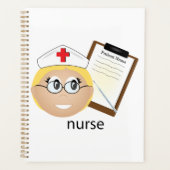 Verpleegkundige met medische klembord en thermomet planner (Voorkant)