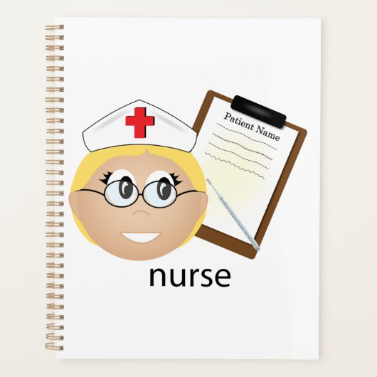 Verpleegkundige met medische klembord en thermomet planner (Voorkant)