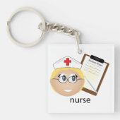 Verpleegkundige met medische klembord en thermomet sleutelhanger (Voorkant)